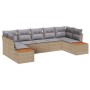 Conjunto de sofá de jardín con cojín 7 pcs Beige Poliratán