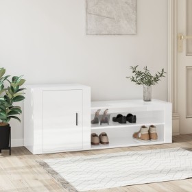 Glossy white plywood shoe cabinet 130x35x54 cm by vidaXL, Shoe racks and shoe organizers - Ref: Foro24-816746, Price: 75,61 €...