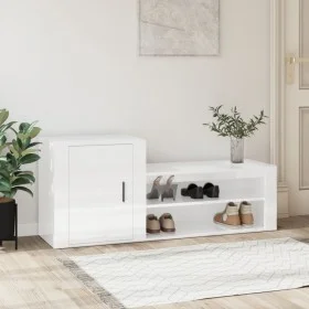 Glossy white plywood shoe cabinet 130x35x54 cm by vidaXL, Shoe racks and shoe organizers - Ref: Foro24-816746, Price: 74,72 €...