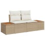 Conjunto de sofá de jardín con cojín 7 pcs Beige Poliratán
