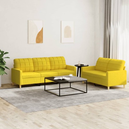 Juego de sofás con cojines 2 piezas tela amarillo claro