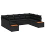 Conjunto de sofá de jardín con cojín 9 pcs Negro Poliratán