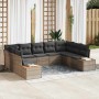 Conjunto de sofá de jardín con cojín 9 pcs Gris Poliratán