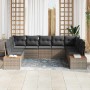 Conjunto de sofá de jardín con cojín 9 pcs Gris Poliratán