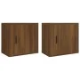 Mesitas de noche de pared 2 uds roble marrón 50x30x47 cm de vidaXL, Mesitas de noche - Ref: Foro24-816879, Precio: 60,57 €, D...