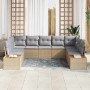 Conjunto de sofá de jardín con cojín 9 pcs Beige Poliratán