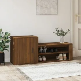 Mueble zapatero madera contrachapada roble marrón 130x35x54 cm de vidaXL, Zapateros y organizadores de calzado - Ref: Foro24-...