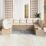 Conjunto de sofá de jardín con cojín 9 pcs Beige Poliratán
