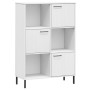 Librería patas de metal OSLO madera maciza blanco 90x35x128,5cm