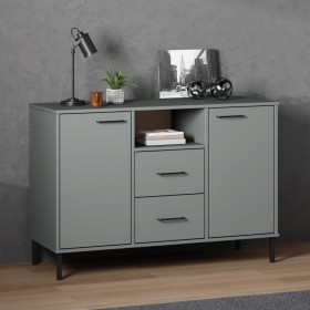 OSLO sideboard with metal legs solid gray wood 113x40x77 cm by vidaXL, Sideboards - Ref: Foro24-351019, Price: 117,72 €, Disc...