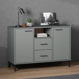 OSLO sideboard with metal legs solid gray wood 113x40x77 cm by vidaXL, Sideboards - Ref: Foro24-351019, Price: 116,33 €, Disc...
