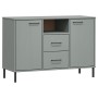 OSLO sideboard with metal legs solid gray wood 113x40x77 cm by vidaXL, Sideboards - Ref: Foro24-351019, Price: 117,44 €, Disc...