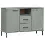 OSLO sideboard with metal legs solid gray wood 113x40x77 cm by vidaXL, Sideboards - Ref: Foro24-351019, Price: 116,33 €, Disc...