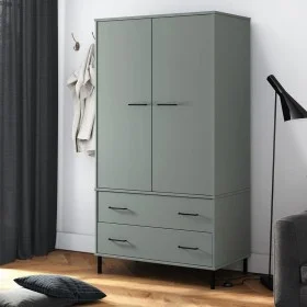 Armario patas de metal OSLO madera maciza gris 90x55x172,5 cm de vidaXL, Armarios roperos - Ref: Foro24-350989, Precio: 313,8...