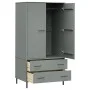 OSLO metal legs wardrobe solid gray wood 90x55x172.5 cm by vidaXL, Wardrobes - Ref: Foro24-350989, Price: 318,84 €, Discount: %