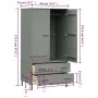 OSLO metal legs wardrobe solid gray wood 90x55x172.5 cm by vidaXL, Wardrobes - Ref: Foro24-350989, Price: 318,84 €, Discount: %