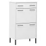 Shoe rack with metal legs OSLO solid white pine wood by vidaXL, Shoe racks and shoe organizers - Ref: Foro24-350984, Price: 1...