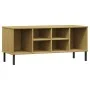 Schuhregal Metallbeine OSLO Massivholz braun 106x35x45 cm von vidaXL, Schuhregale und Schuhorganisatoren - Ref: Foro24-350994...