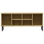 Schuhregal Metallbeine OSLO Massivholz braun 106x35x45 cm von vidaXL, Schuhregale und Schuhorganisatoren - Ref: Foro24-350994...