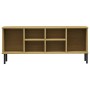 Zapatero patas de metal OSLO madera maciza marrón 106x35x45 cm de vidaXL, Zapateros y organizadores de calzado - Ref: Foro24-...