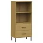 Bookcase with 2 drawers OSLO solid brown wood 60x35x128.5 cm by vidaXL, Bookcases and shelves - Ref: Foro24-351009, Price: 10...