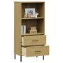Bookcase with 2 drawers OSLO solid brown wood 60x35x128.5 cm by vidaXL, Bookcases and shelves - Ref: Foro24-351009, Price: 10...