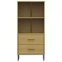 Bookcase with 2 drawers OSLO solid brown wood 60x35x128.5 cm by vidaXL, Bookcases and shelves - Ref: Foro24-351009, Price: 10...