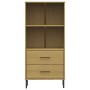 OSLO Bücherregal mit 2 Schubladen massives braunes Holz 60x35x128,5 cm von vidaXL, Bücherregale und Regale - Ref: Foro24-3510...
