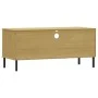 TV cabinet with metal legs OSLO solid pine wood brown by vidaXL, TV Furniture - Ref: Foro24-351024, Price: 68,16 €, Discount: %