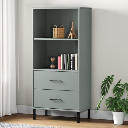 OSLO bookcase with 2 drawers solid gray wood 60x35x128.5 cm by vidaXL, Bookcases and shelves - Ref: Foro24-351010, Price: 143...