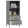 OSLO bookcase with 2 drawers solid gray wood 60x35x128.5 cm by vidaXL, Bookcases and shelves - Ref: Foro24-351010, Price: 141...