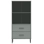 OSLO bookcase with 2 drawers solid gray wood 60x35x128.5 cm by vidaXL, Bookcases and shelves - Ref: Foro24-351010, Price: 143...