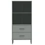 OSLO bookcase with 2 drawers solid gray wood 60x35x128.5 cm by vidaXL, Bookcases and shelves - Ref: Foro24-351010, Price: 141...