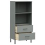 OSLO bookcase with 2 drawers solid gray wood 60x35x128.5 cm by vidaXL, Bookcases and shelves - Ref: Foro24-351010, Price: 143...