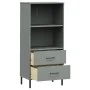 OSLO bookcase with 2 drawers solid gray wood 60x35x128.5 cm by vidaXL, Bookcases and shelves - Ref: Foro24-351010, Price: 141...