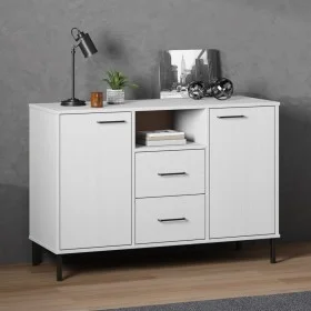 Sideboard mit Metallbeinen OSLO Massivholz weiß 113x40x77 cm von vidaXL, Sideboards - Ref: Foro24-351020, Preis: 110,65 €, Ra...