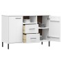 Sideboard mit Metallbeinen OSLO Massivholz weiß 113x40x77 cm von vidaXL, Sideboards - Ref: Foro24-351020, Preis: 111,66 €, Ra...