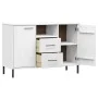 Sideboard mit Metallbeinen OSLO Massivholz weiß 113x40x77 cm von vidaXL, Sideboards - Ref: Foro24-351020, Preis: 110,65 €, Ra...