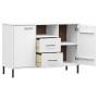 Sideboard mit Metallbeinen OSLO Massivholz weiß 113x40x77 cm von vidaXL, Sideboards - Ref: Foro24-351020, Preis: 111,66 €, Ra...