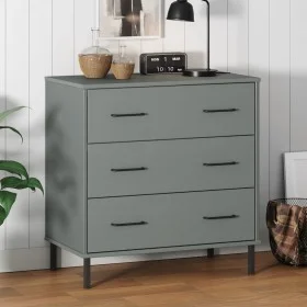 OSLO sideboard with 3 drawers solid gray wood 77x40x79.5 cm by vidaXL, Drawers - Ref: Foro24-350980, Price: 150,21 €, Discoun...