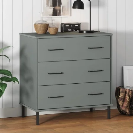 OSLO Sideboard mit 3 Schubladen aus massivem grauem Holz 77x40x79,5 cm von vidaXL, Schubladen - Ref: Foro24-350980, Preis: 15...