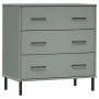 OSLO Sideboard mit 3 Schubladen aus massivem grauem Holz 77x40x79,5 cm von vidaXL, Schubladen - Ref: Foro24-350980, Preis: 15...