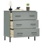 OSLO Sideboard mit 3 Schubladen aus massivem grauem Holz 77x40x79,5 cm von vidaXL, Schubladen - Ref: Foro24-350980, Preis: 15...