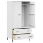 OSLO Kleiderschrank mit Metallbeinen, Massivholz, weiß, 90 x 55 x 172,5 cm von vidaXL, Kleiderschränke - Ref: Foro24-350990, ...