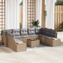 Conjunto de sofá de jardín con cojín 10 pcs Beige Poliratán