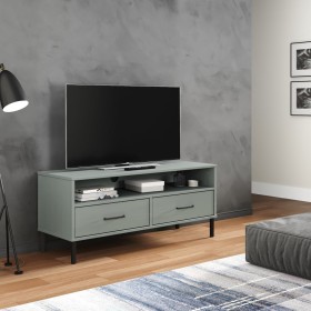 Mueble de TV con patas de metal OSLO madera maciza pino gris