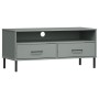 Mueble de TV con patas de metal OSLO madera maciza pino gris de vidaXL, Muebles TV - Ref: Foro24-351025, Precio: 71,91 €, Des...