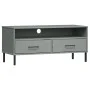 Mueble de TV con patas de metal OSLO madera maciza pino gris de vidaXL, Muebles TV - Ref: Foro24-351025, Precio: 71,31 €, Des...