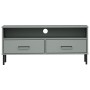 Mueble de TV con patas de metal OSLO madera maciza pino gris de vidaXL, Muebles TV - Ref: Foro24-351025, Precio: 71,91 €, Des...