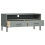 Mueble de TV con patas de metal OSLO madera maciza pino gris de vidaXL, Muebles TV - Ref: Foro24-351025, Precio: 71,91 €, Des...